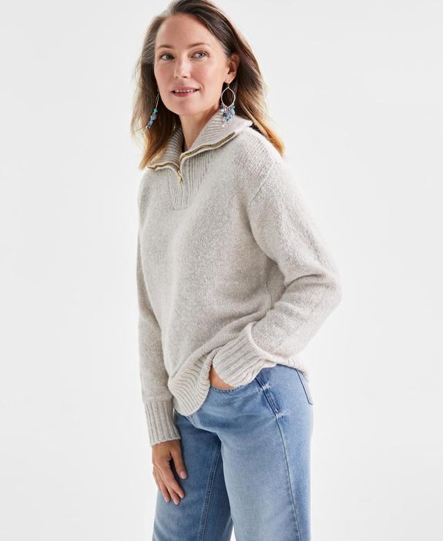 Style & Co Womens Funnel-Neck Zip-Up Sweater, Created for Macys Product Image