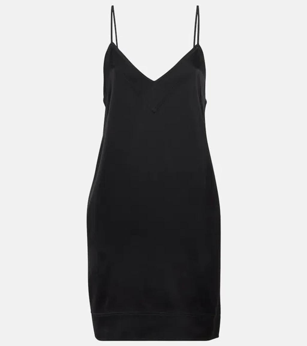 Contrast Satin Cami Dress Black Product Image