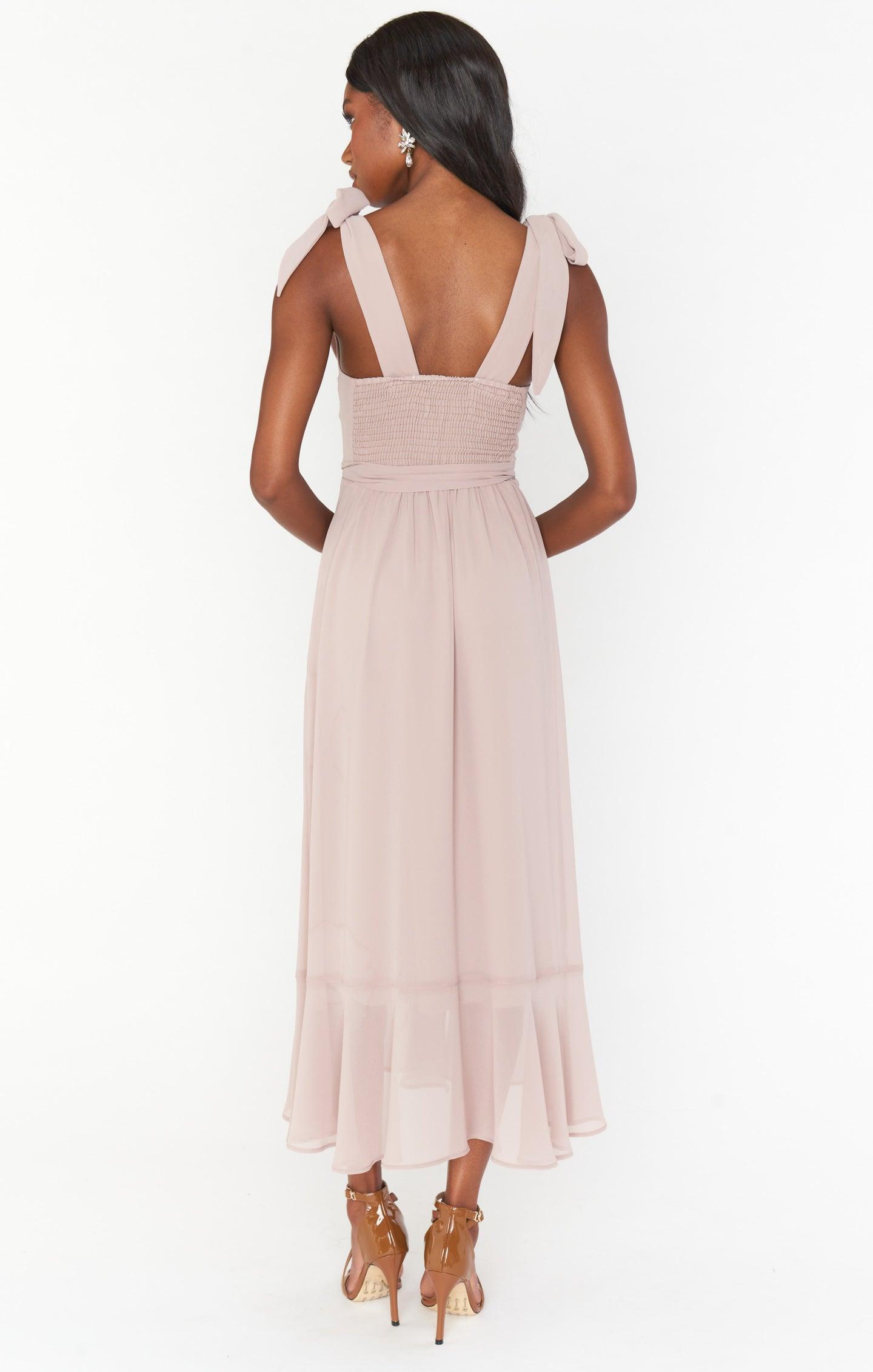 Claire Midi Dress ~ Soft Beige Chiffon Product Image