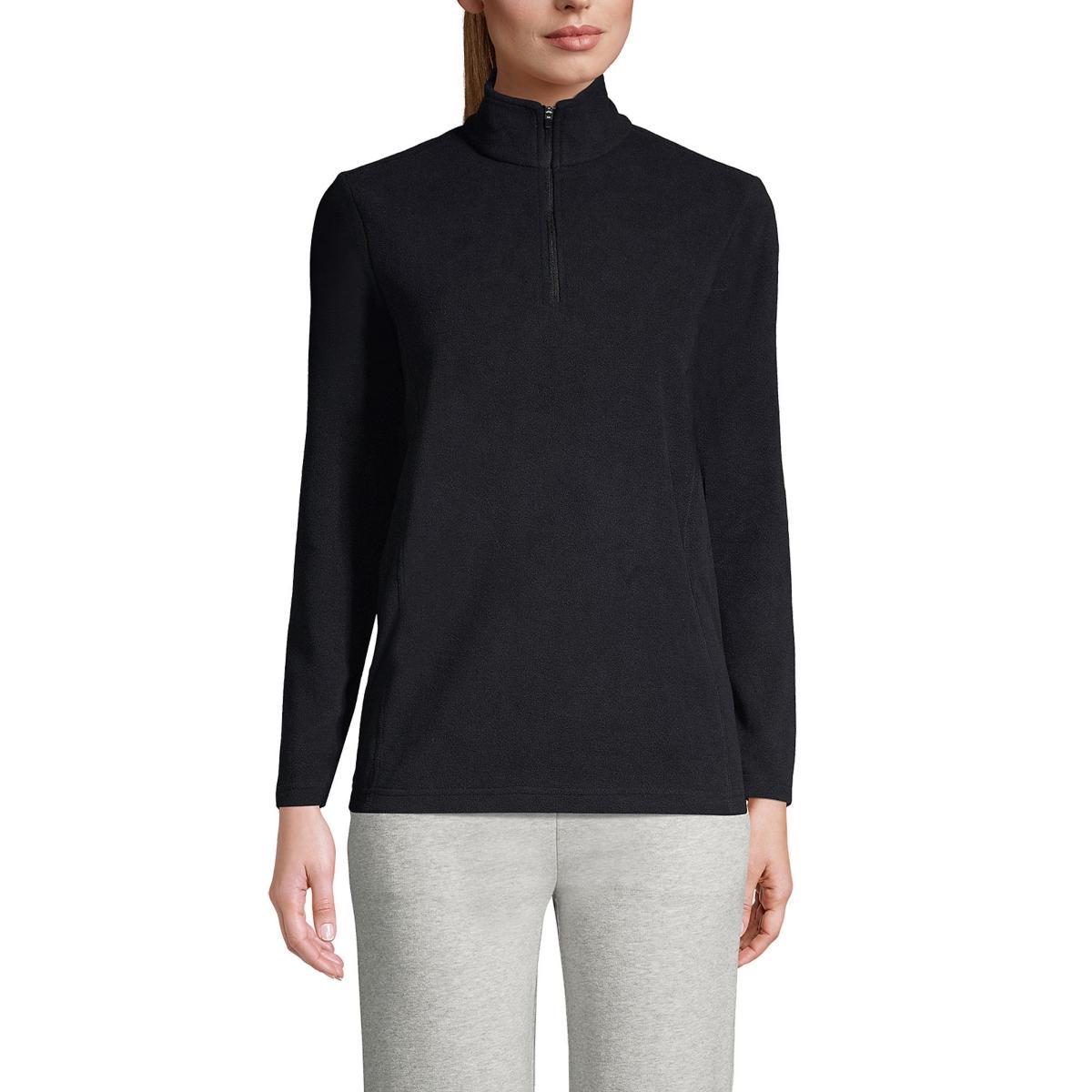 Lands' End Women's Anyweather Fleece Quarter Zip Pullover - Medium - Black Product Image