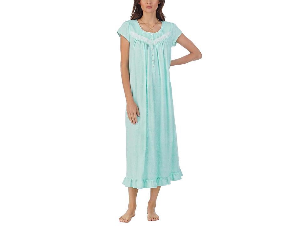 Eileen West Long Cap Sleeve Gown (Aqua Print) Women's Pajama Product Image