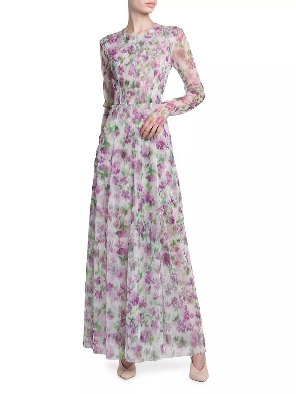 Womens Floral Tulle Maxi Dress Product Image