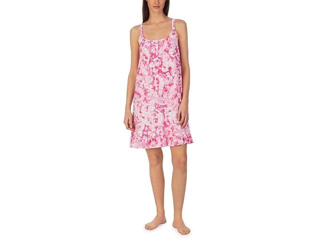 Lauren Ralph Lauren Double Strap Ruffle Hem Gown Paisley) Women's Pajama Product Image