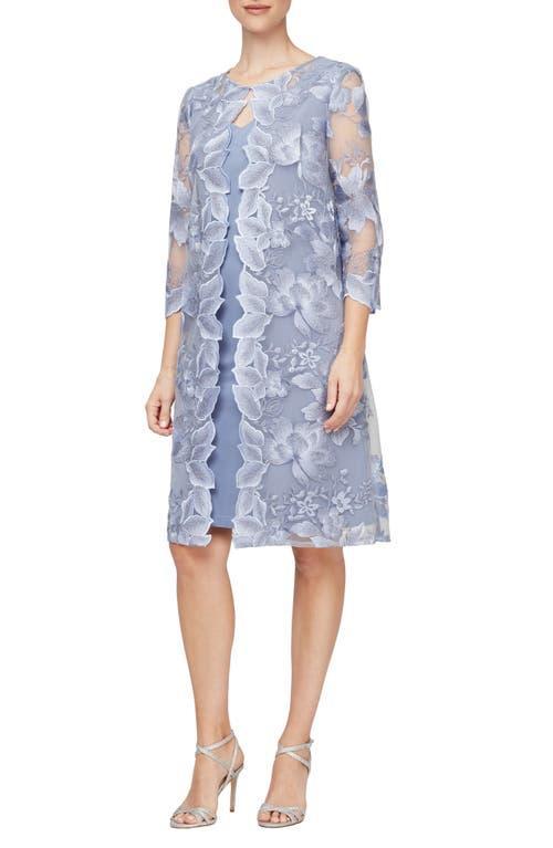 Alex Evenings Embroidered Mock Jacket Cocktail Dress Product Image