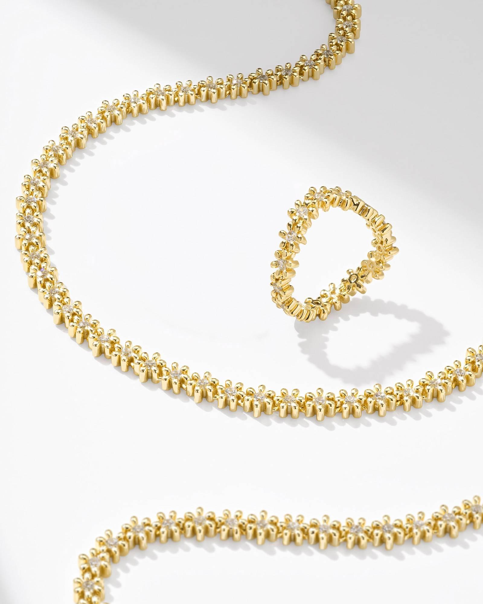 Nydia Gold Strand Necklace in White Crystal Product Image