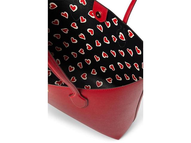 Kate Spade New York Bleecker Stencil Hearts Pop Printed Crossgrain Leather Large Tote (Perfect Cherry) Handbags Product Image