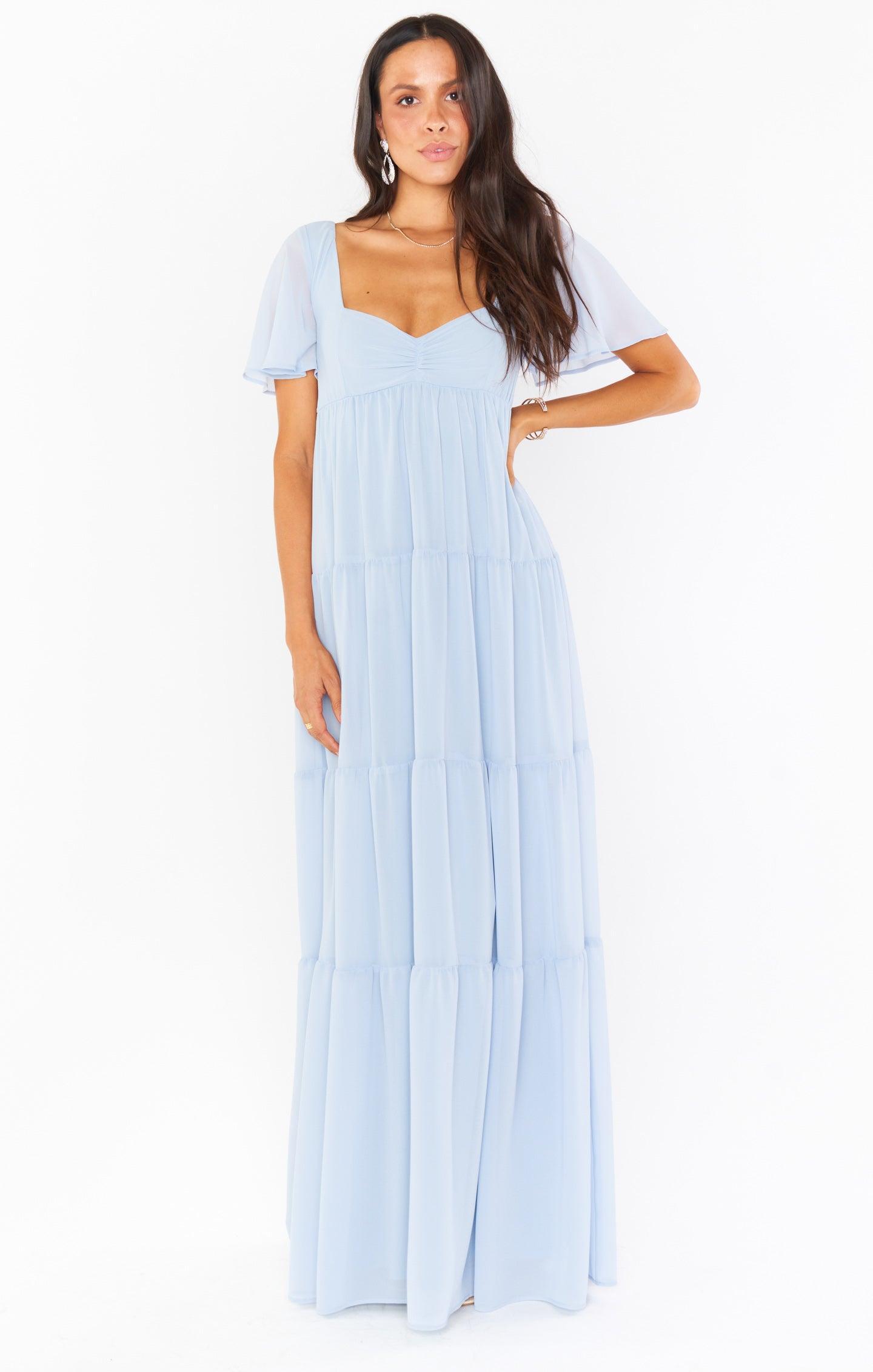 Nicole Maxi Dress ~ Steel Blue Chiffon Product Image