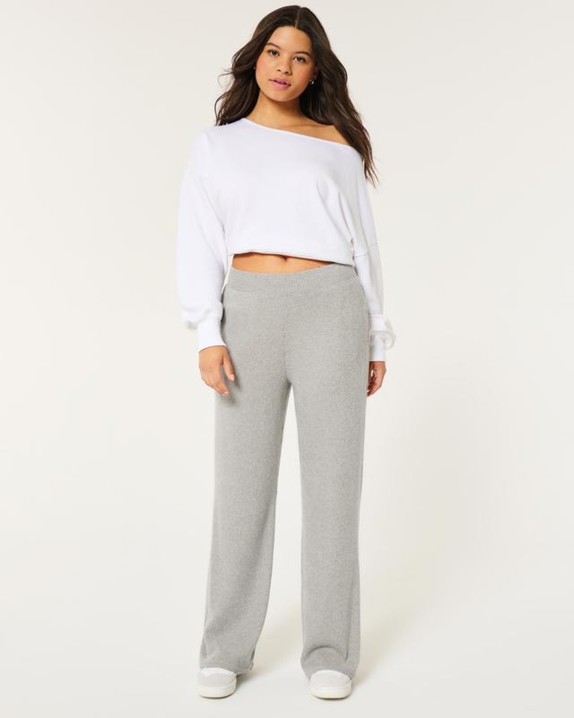 Cozy Ribbed Wide-Leg Pants Product Image