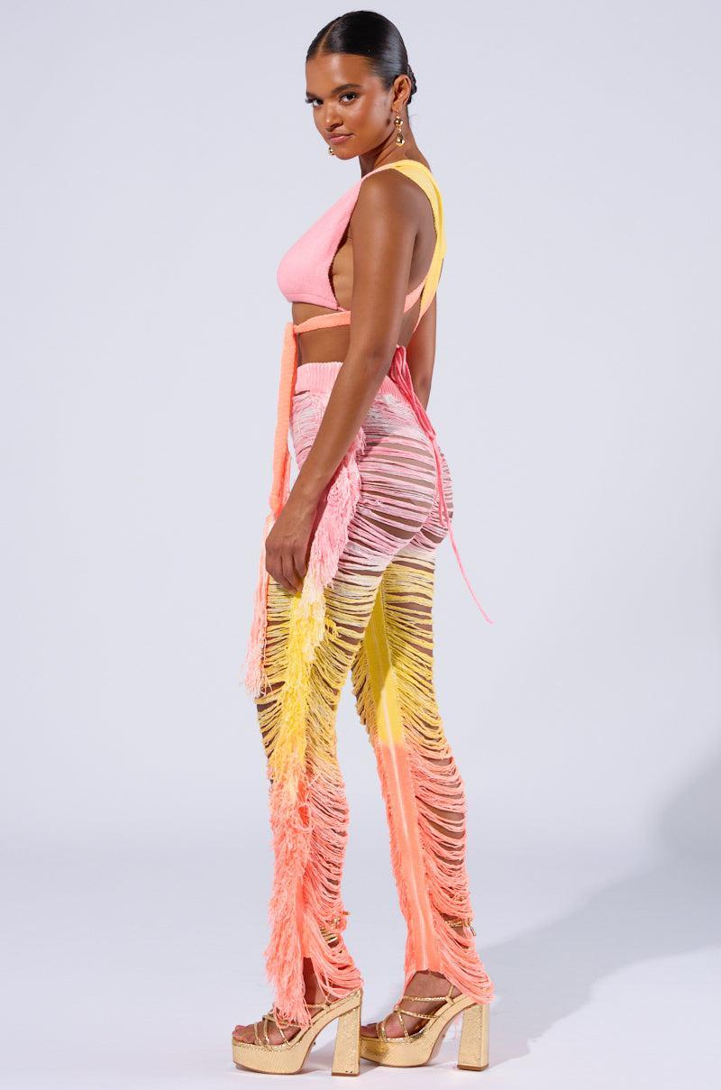 TIME TO DANCE CUTOUT FRINGE PANT AND TOP SET Product Image