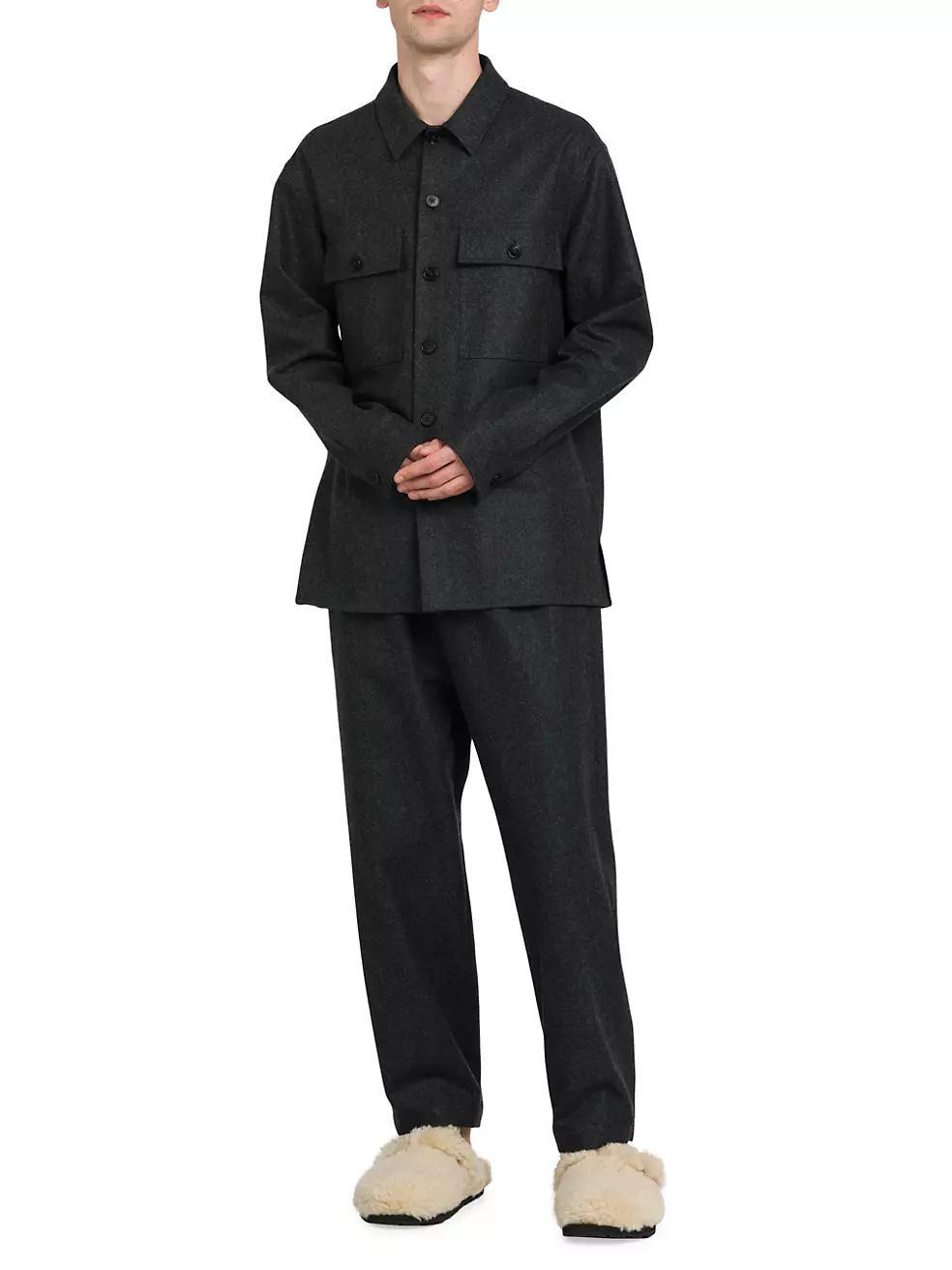 Flat-Front Wool Trousers Product Image