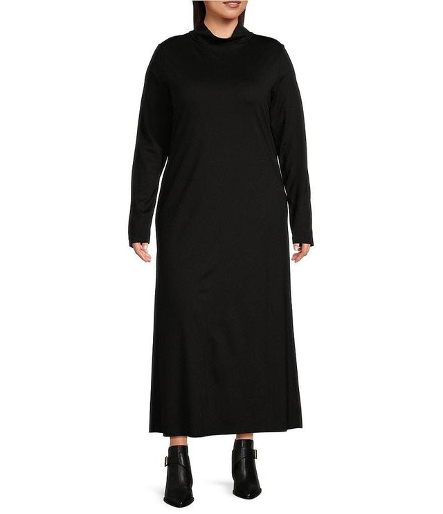 Bryn Walker Plus Size Robin Modal Ponti Mock Neck Long Sleeve Shift Dress Product Image