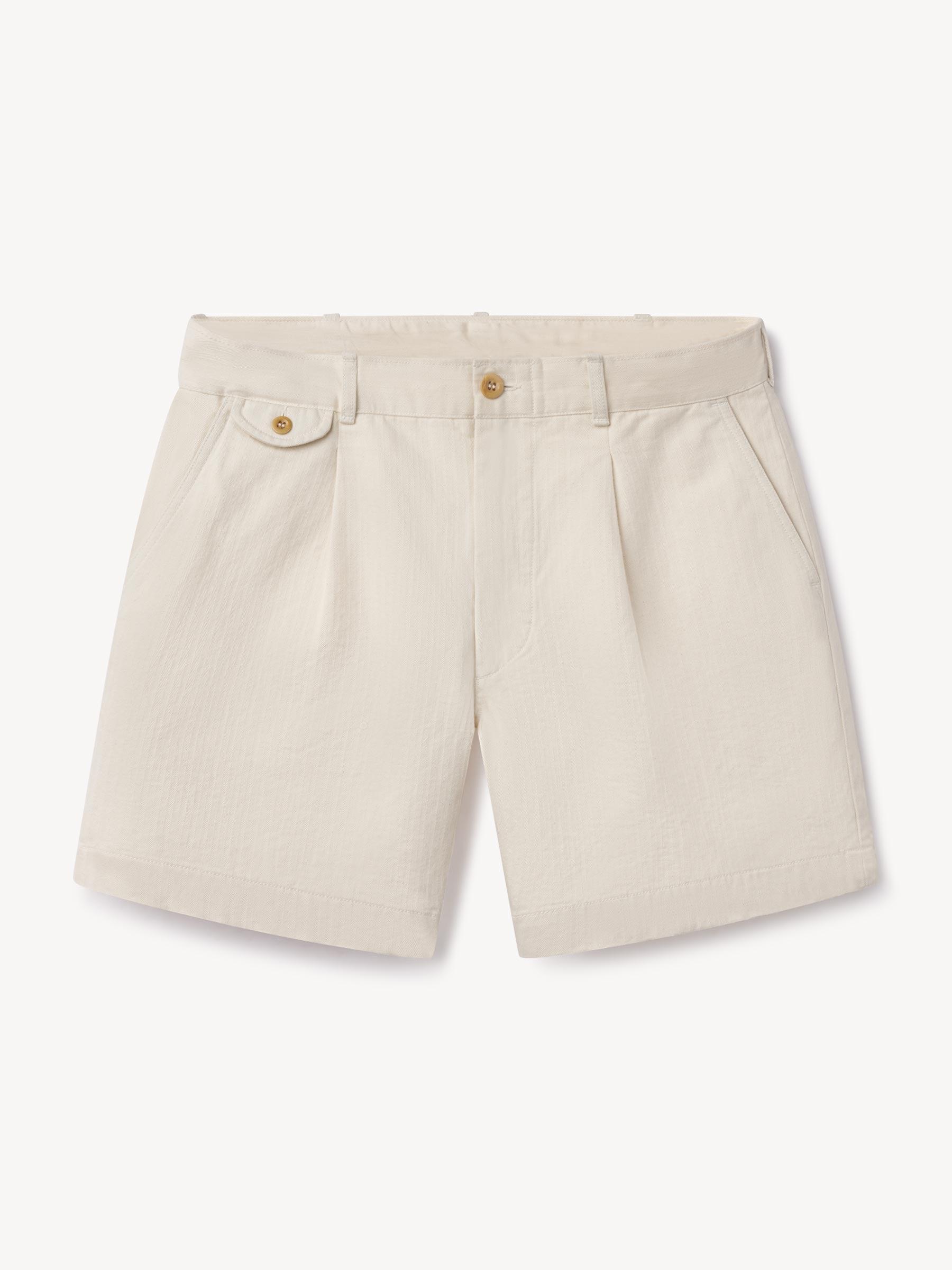 Seeded Natural Herringbone Twill Larsen Short Product Image