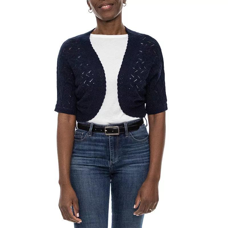 Womens Nina Leonard Crochet Crop Cardigan Product Image