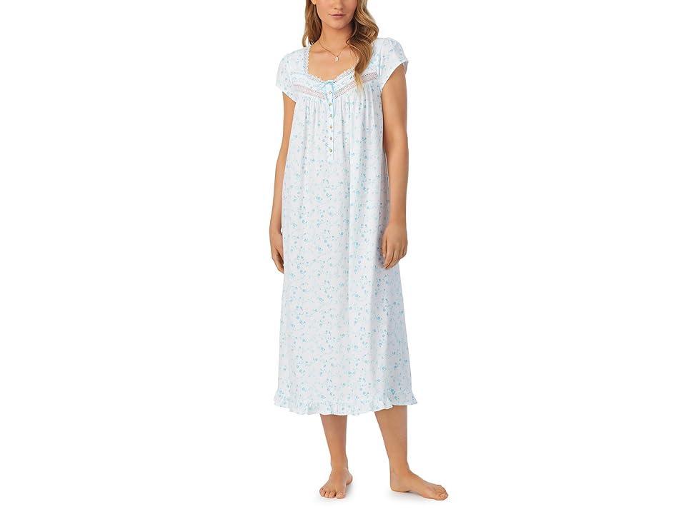 Eileen West Cap Sleeve Waltz Gown (Aqua Swirl) Women's Pajama Product Image