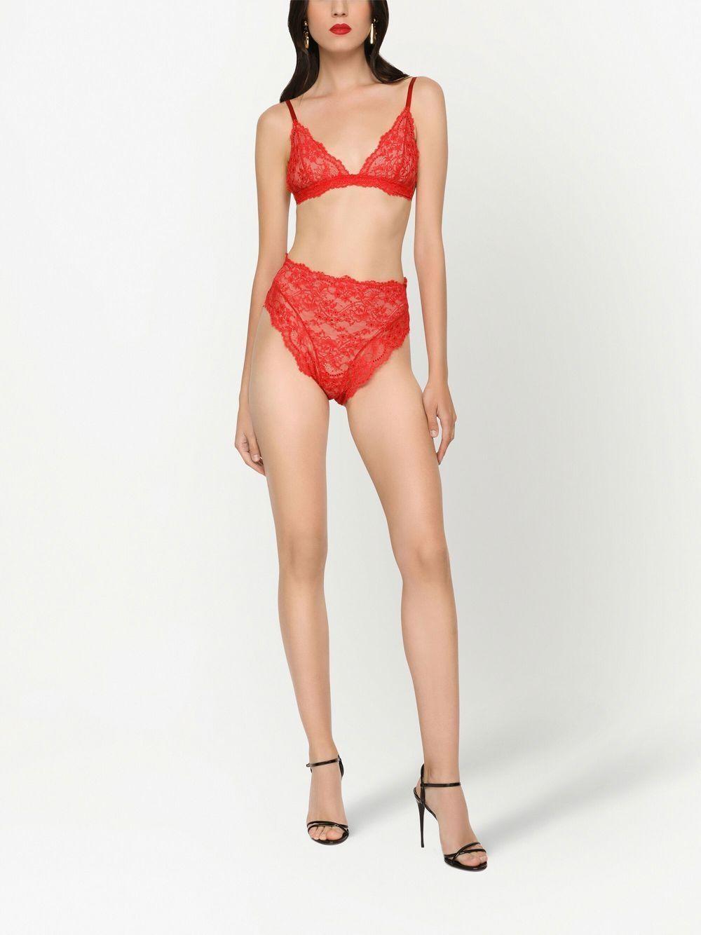 Lace Triangle Bra In Red Product Image