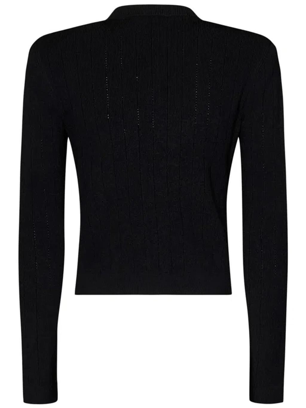 BALMAIN Buttoned Knit Crop Cardigan In Black Product Image