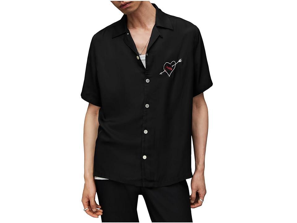 AllSaints Vendetta Short Sleeve Shirt (Jet ) Men's Clothing Product Image