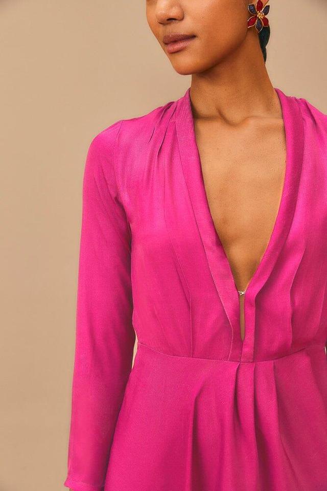 Pink Long Sleeve Maxi Dress Product Image