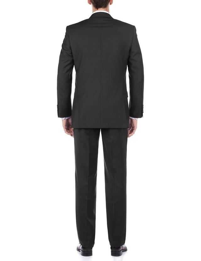 Bevagna Collection - Black 100% Virgin Wool Regular Fit Pick Stitched 2 Piece Suit Product Image