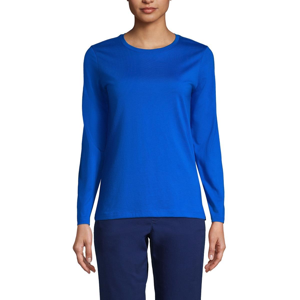 Womens Lands End Relaxed-Fit Supima Cotton Crewneck Tee Brt Blue Product Image