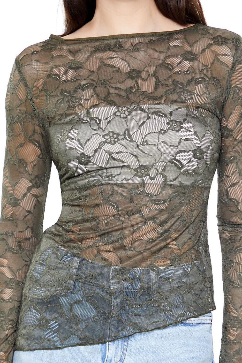 Asymmetrical Sheer Lace Top | Forever 21 Product Image