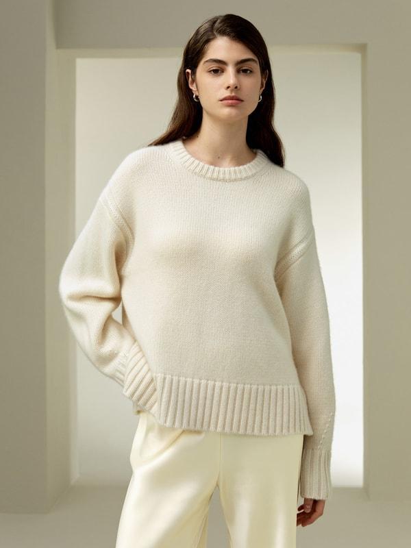 Boxy Crewneck Cashmere Sweater Product Image