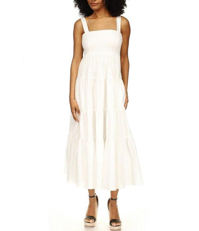 Michael Kors Stretch Cotton Poplin Tiered Midi Dress Product Image