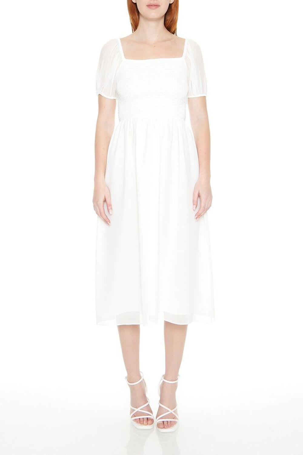 Chiffon Puff-Sleeve Midi Dress | Forever 21 product image