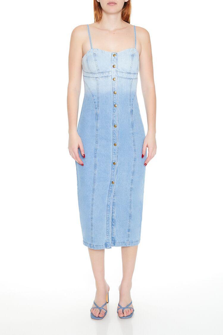 Die-Dye Denim Cami Midi Dress | Forever 21 Product Image