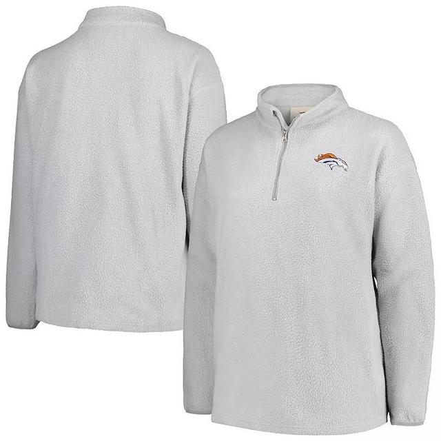 Womens Profile Gray Denver Broncos Plus Size Sherpa Quarter-Zip Jacket Product Image