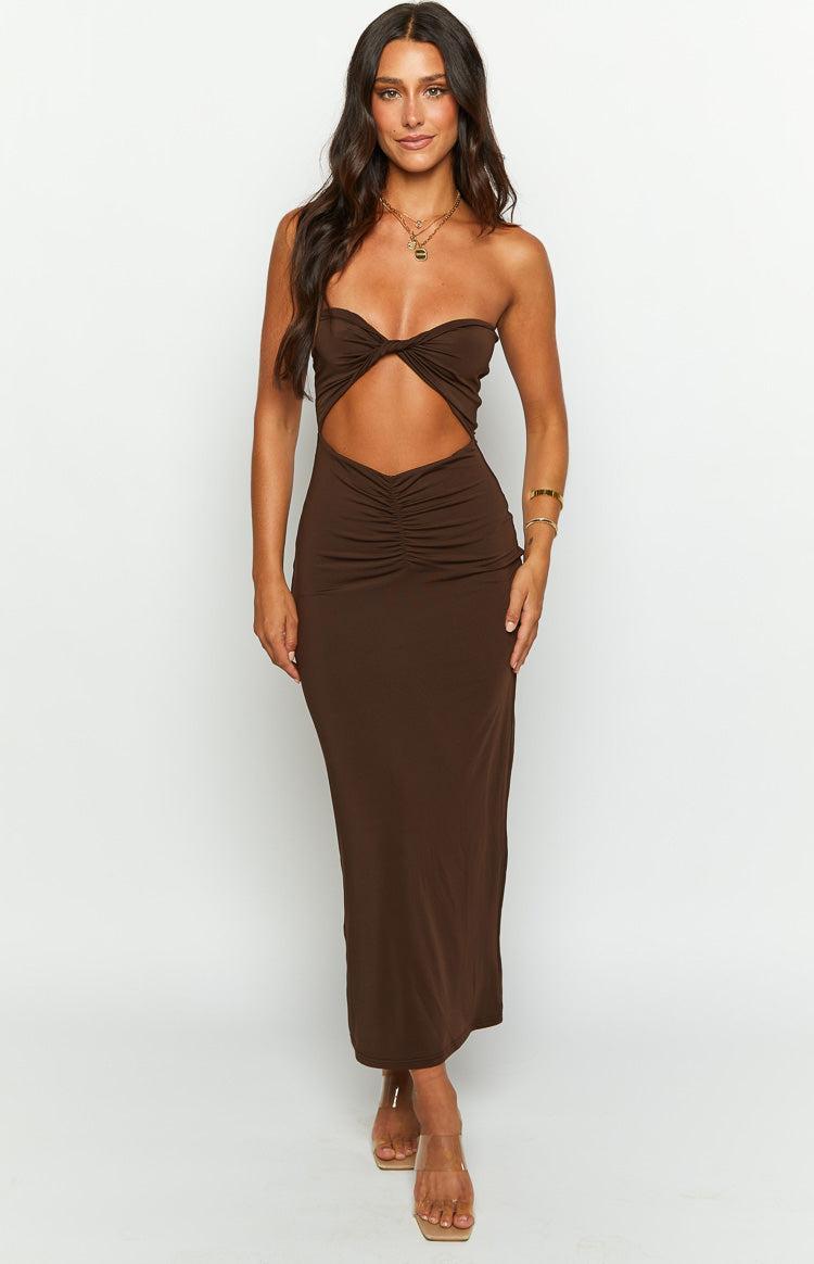 Juliete Brown Midi Dress Product Image