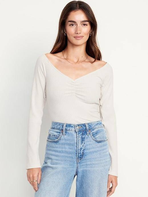 Cinched Rib-Knit Top Product Image