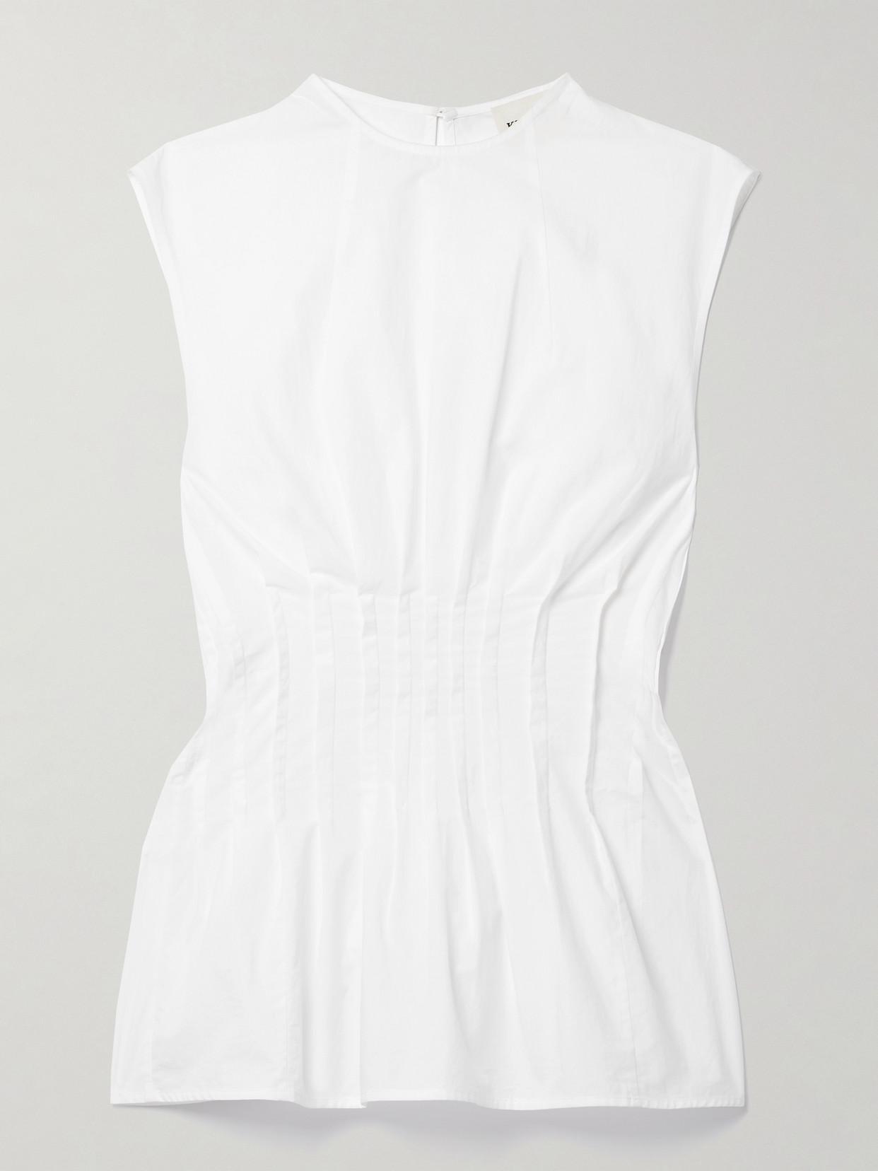 KHAITE Westin Sleeveless Peplum Top In White Product Image