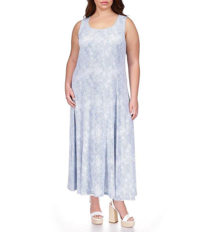 Michael Kors Plus Size Stretch Scoop Neck Sleeveless Maxi Dress Product Image