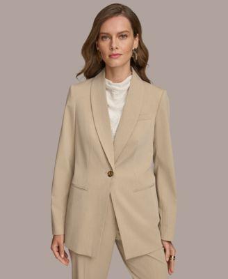 Donna Karan Womens Pinstripe One-Button Blazer - Fawn Product Image