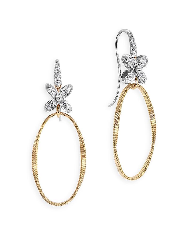 Marco Bicego Marrakech Onde Floral Diamond Drop Hoop Earrings Product Image