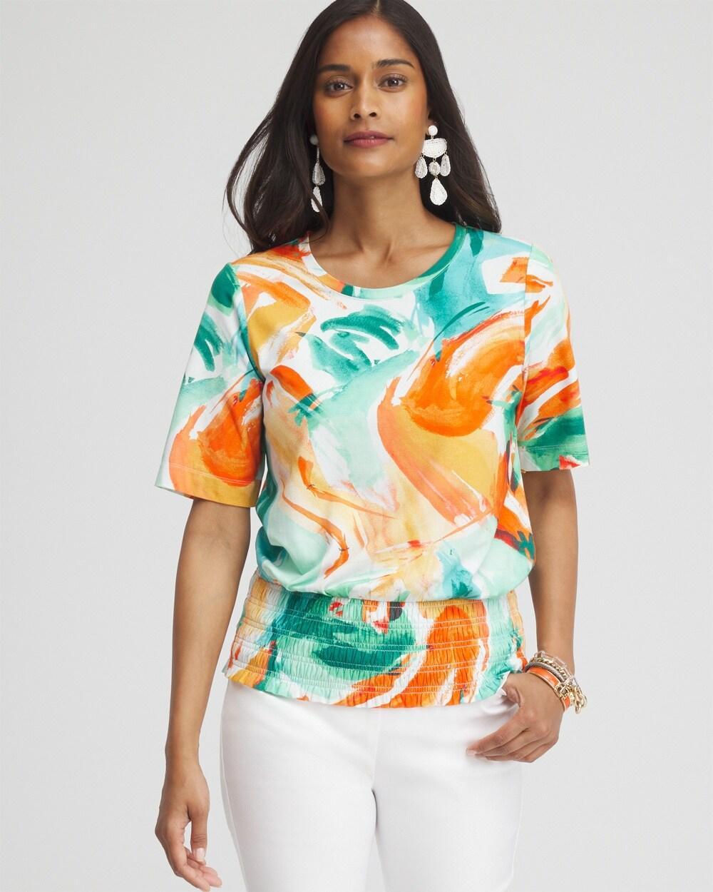 Women's Touch of Cool Abstract Smocked Waist Tee Product Image