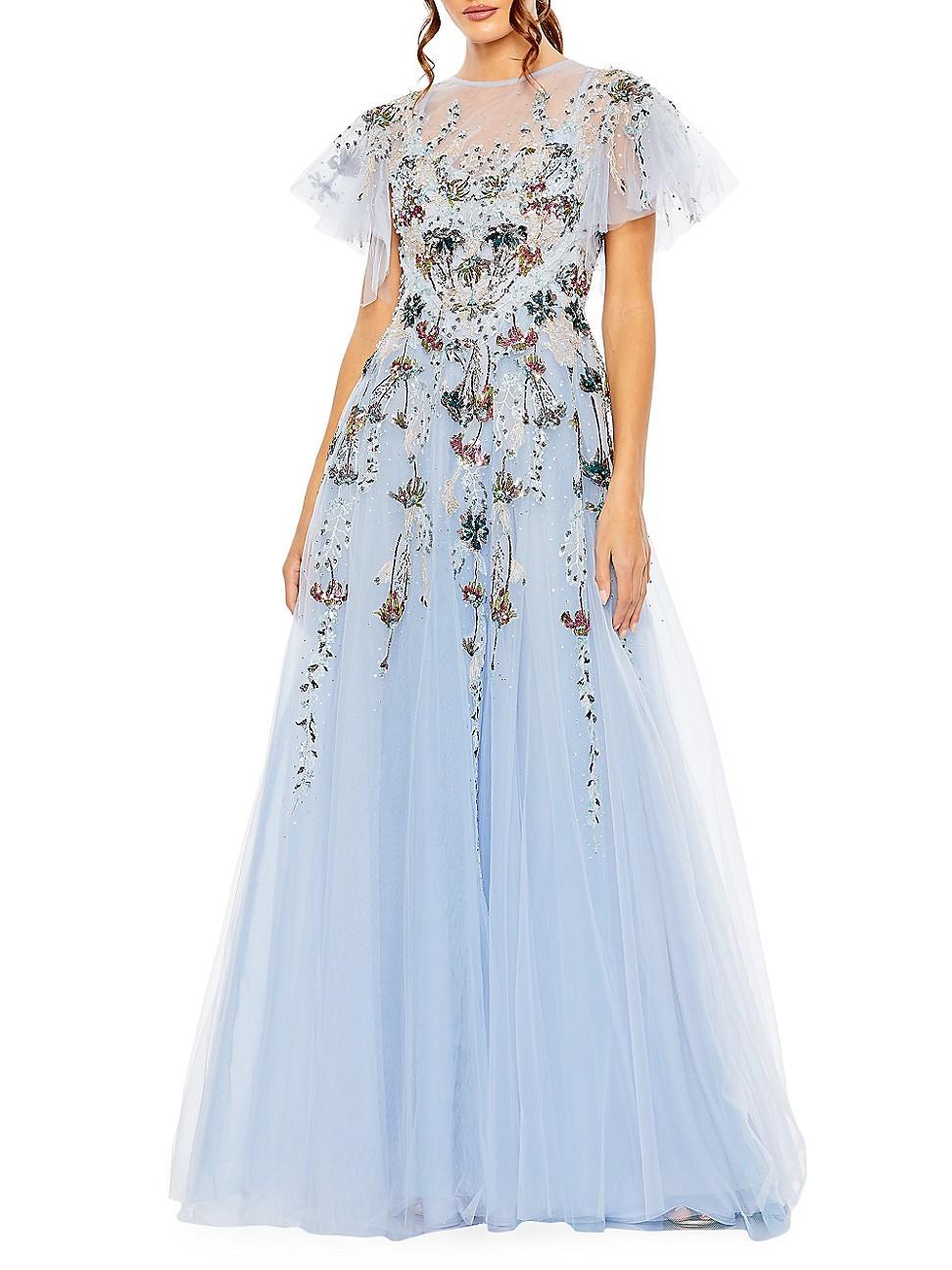 Womens Evening Embellished Tulle Gown product image