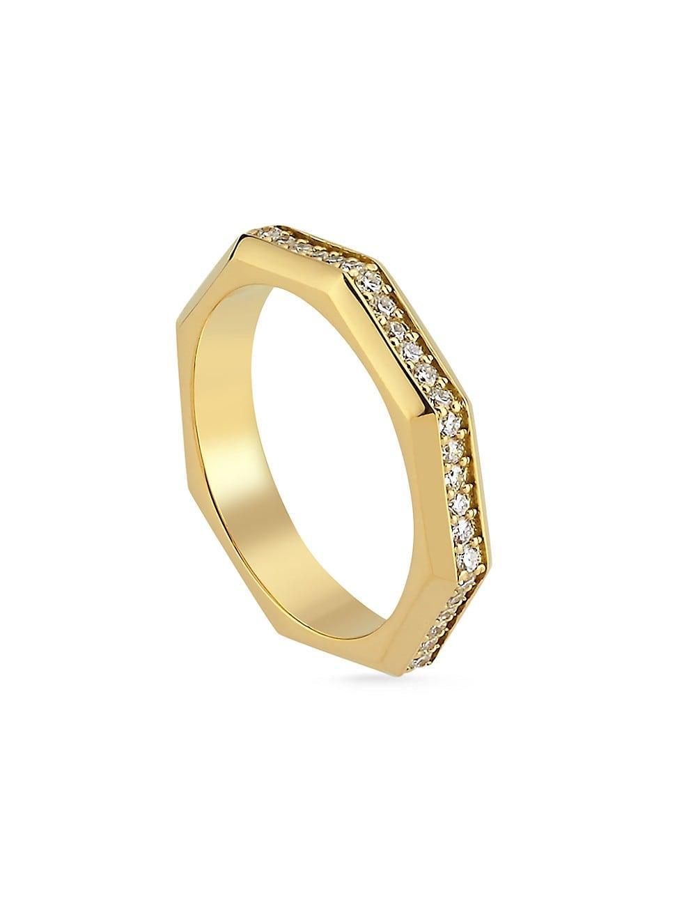 Womens Luminescence 18K Gold & Diamond Polished Celestial Ring Product Image