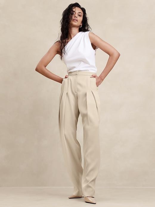 High-Rise Pleated Viscose Twill Pant product image