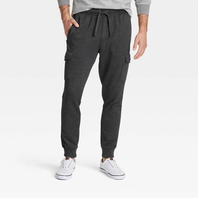 Mens Tapered Fleece Cargo Jogger Pants - Goodfellow & Co Dark M Product Image