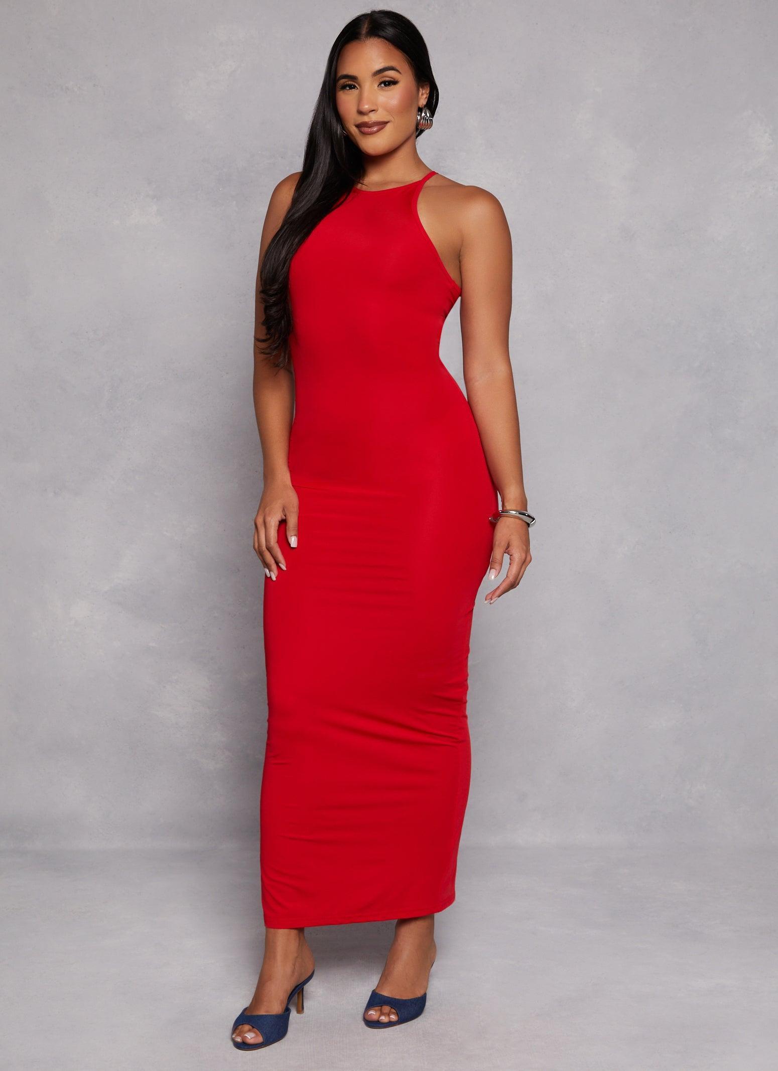 Womens Daisy High Neck Slit Back Maxi Dress Product Image