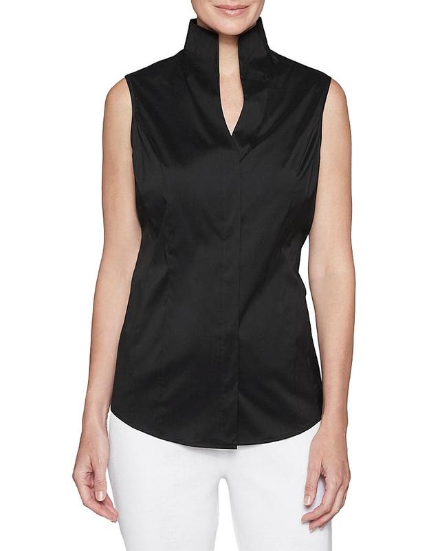 Womens Sleeveless Stretch-Cotton Blouse Product Image