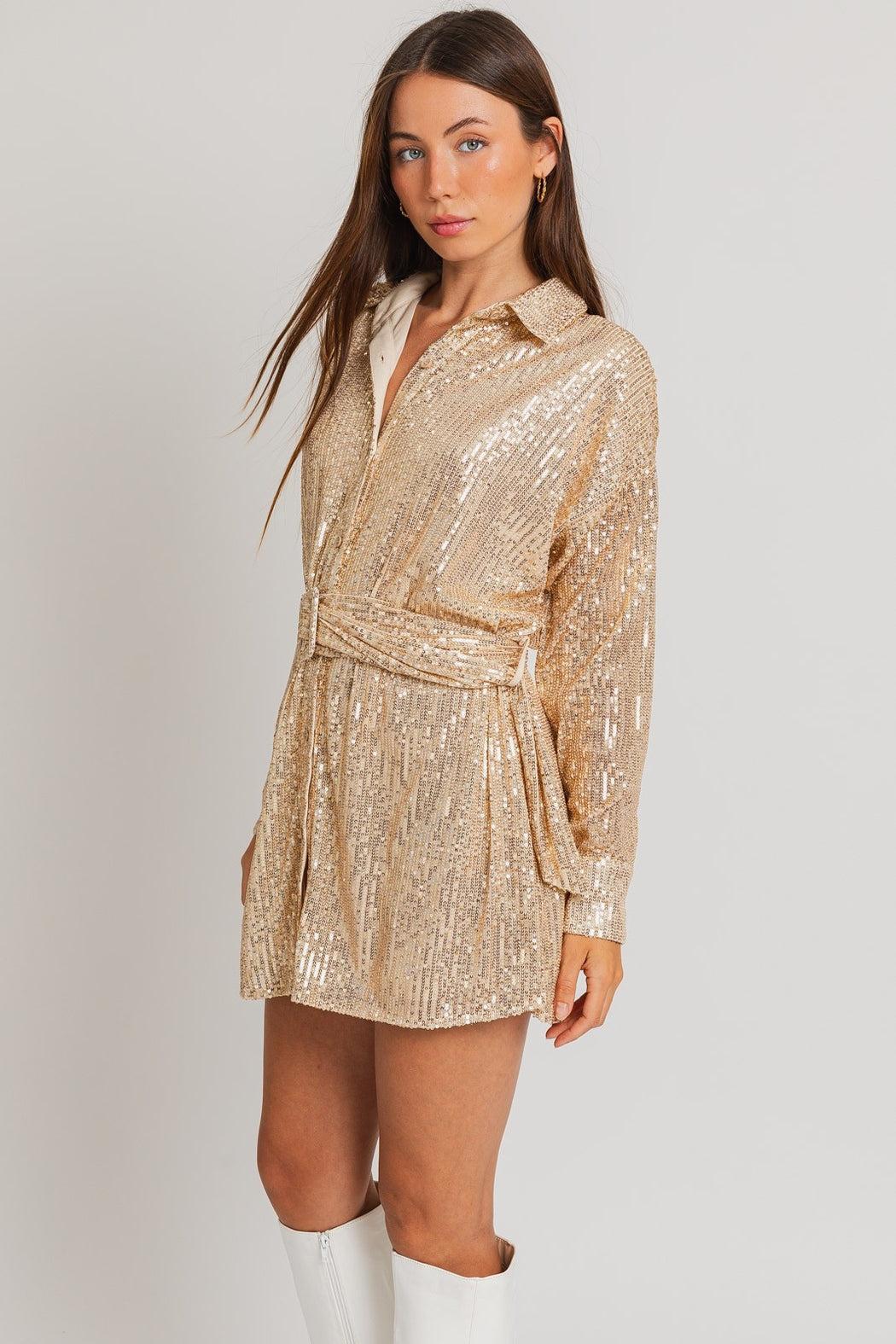 Sequin Shirt Dress Product Image