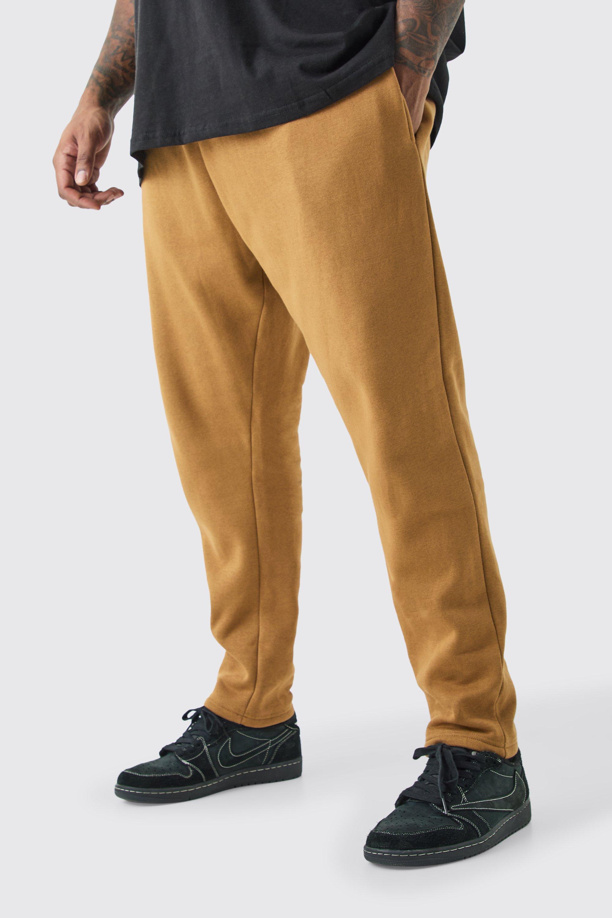 Mens Brown Plus Tapered Basic Jogger, Brown Product Image