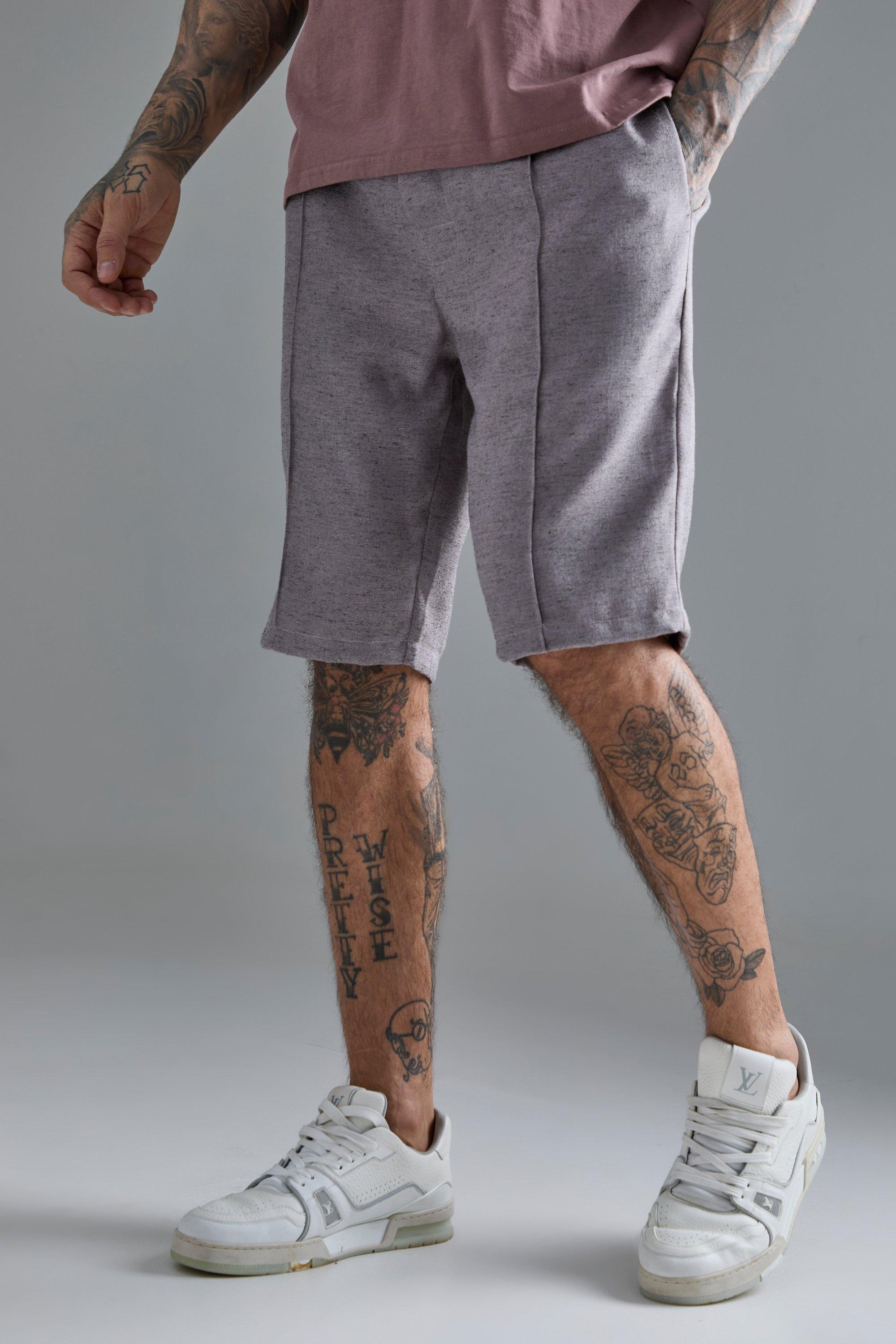 Tall Textured Pintuck Seam Short | boohooMAN USA Product Image