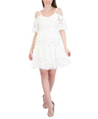 Robbie Bee Womens Lace Off-The-Shoulder Dress Product Image