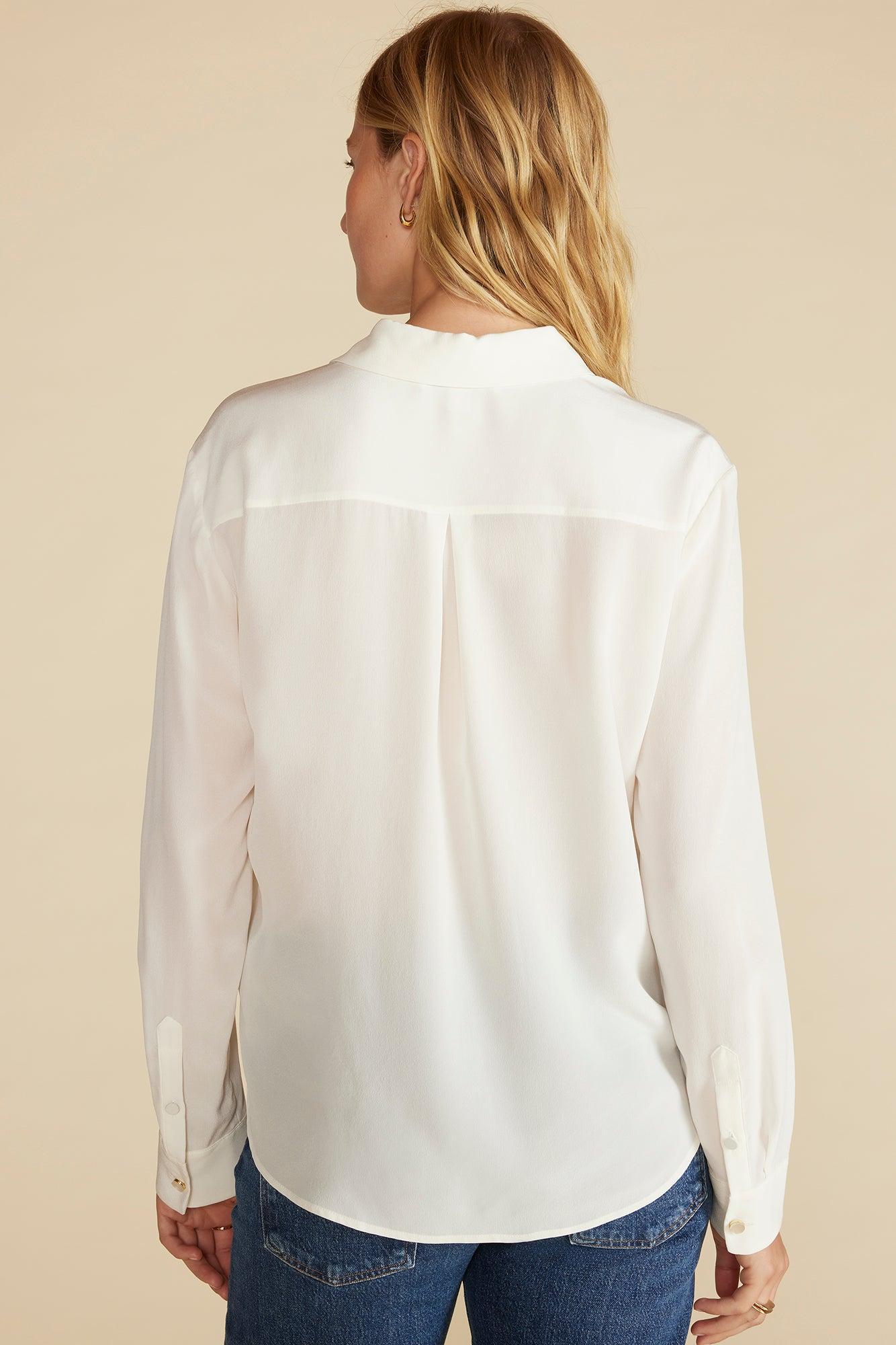 Bixby Washable Silk Blouse - Ivory Product Image