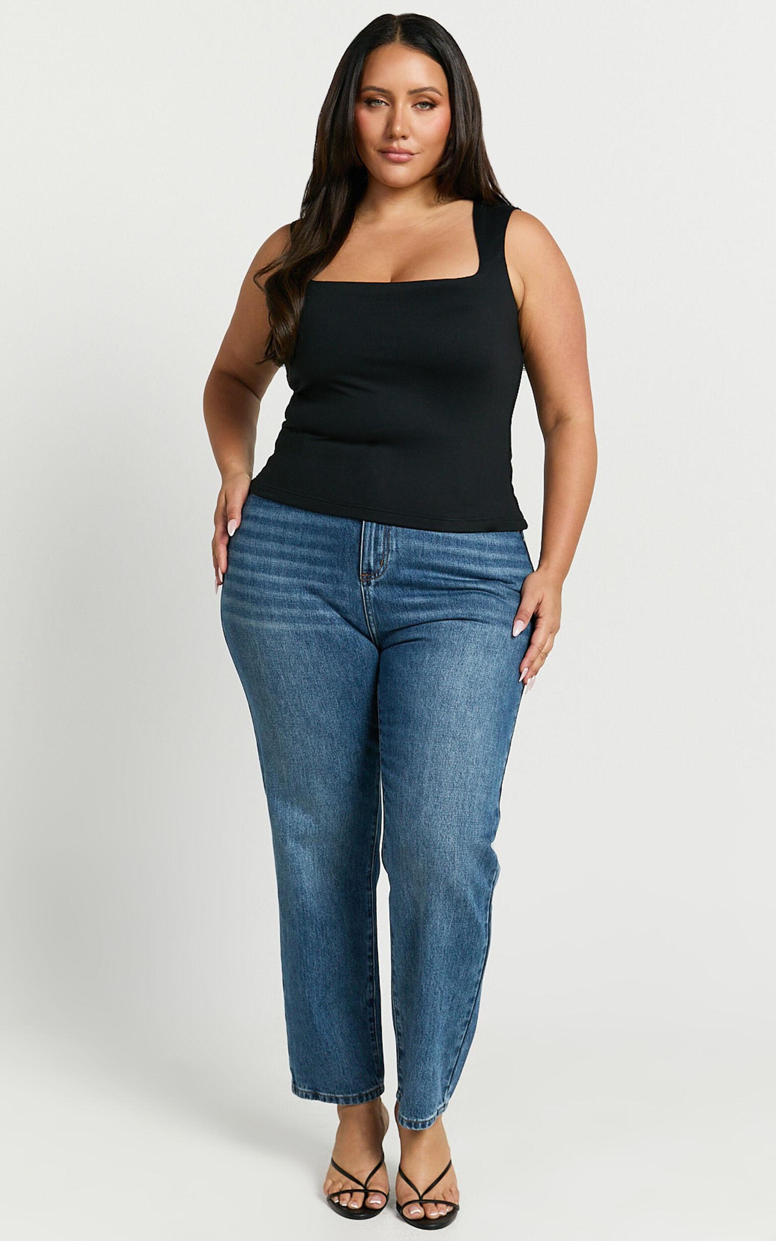 Ophelia Top - Square Neck Jersey Top in Black Product Image