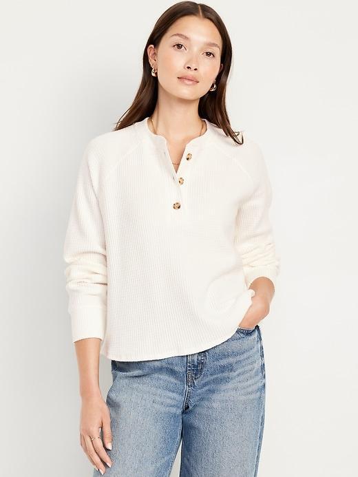 Cozy Waffle Henley T-Shirt Product Image